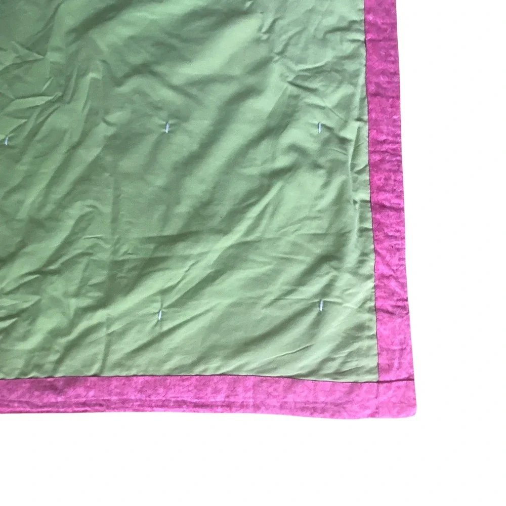 Handmade Patchwork Quilt Pink Green Floral Damask Tied Bedding Cottagecore King